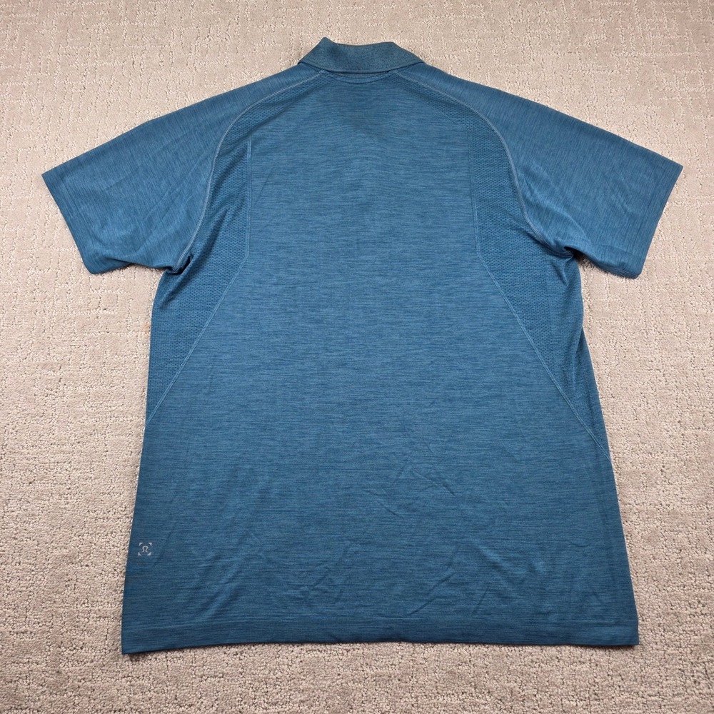 Lululemon Metal Vent Tech Polo Shirt Mens Large Blue Teal Short Sleeve Athletic - Picture 6 of 8
